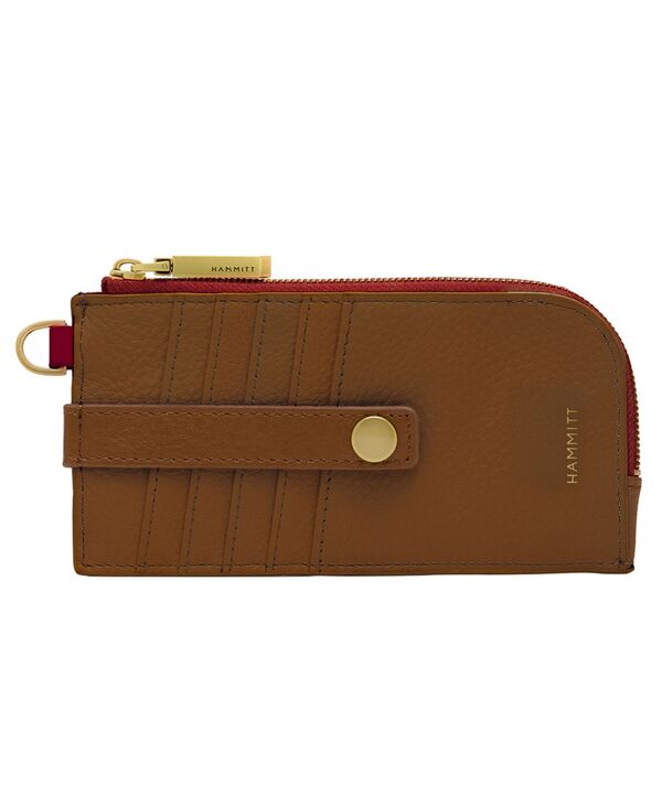 ハミット レディース 付属品 紙入れ なめし革 Hammitt 210 East Leather Wallet Mahogany Pebble/Brushed Gold Red Zip 赤いこと
