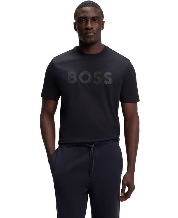 ヒューゴボス メンズ トップス ティーシャツ 綿織物 ロゴタイプ Hugo Boss Men\u0027s Cotton Regular-Fitonalogo T-Shirt Dark Blue 青碧