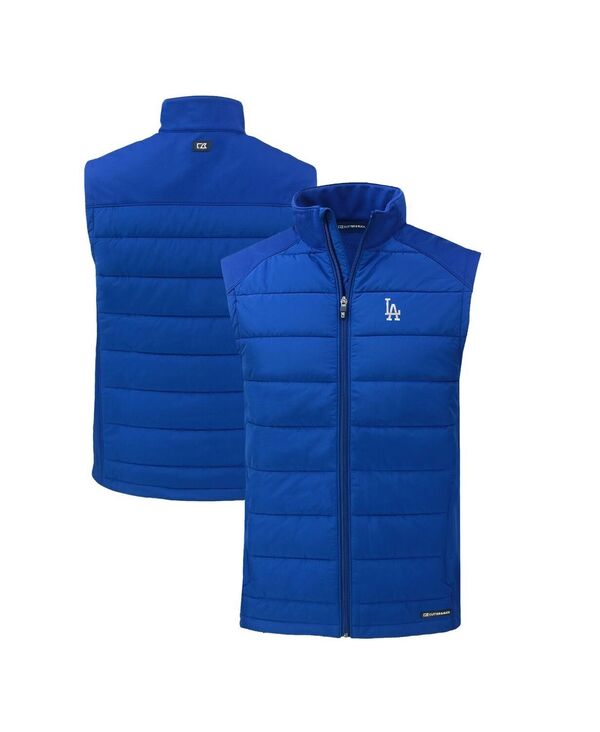 切断機アンドうしろ側 メンズ トップス より良い Cutter \u0026 Buck Men\u0027s Royalos Angeles Dodgers Evoke Hybrid Eco Softshell Full-Zip Vest Royal