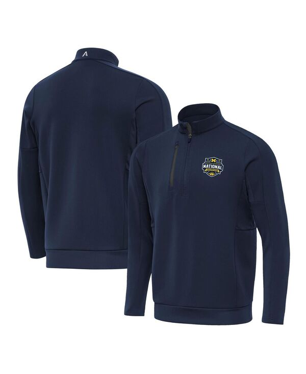 アンティグア メンズ アウター パーカー・スウェット Antigua Men\u0027s Navy Michigan Wolverines 2026 NCAA Men\u0027s Basketball National Champions Generation Quarter-Zipullover Navy Gray 薄墨色