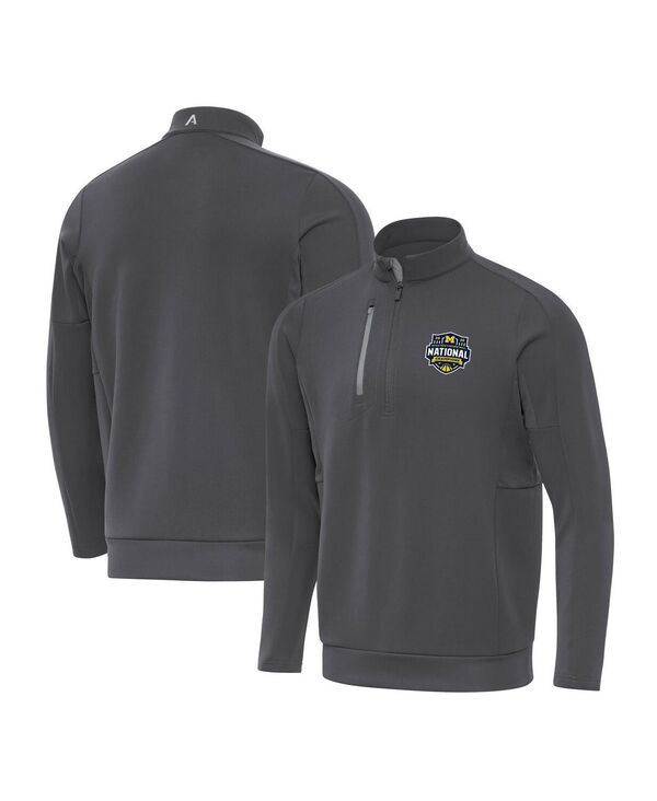 アンティグア メンズ アウター パーカー・スウェット Antigua Men\u0027s Gray Michigan Wolverines 2026 NCAA Men\u0027s Basketball National Champions Generation Quarter-Zipullover Gray Silver 薄墨色
