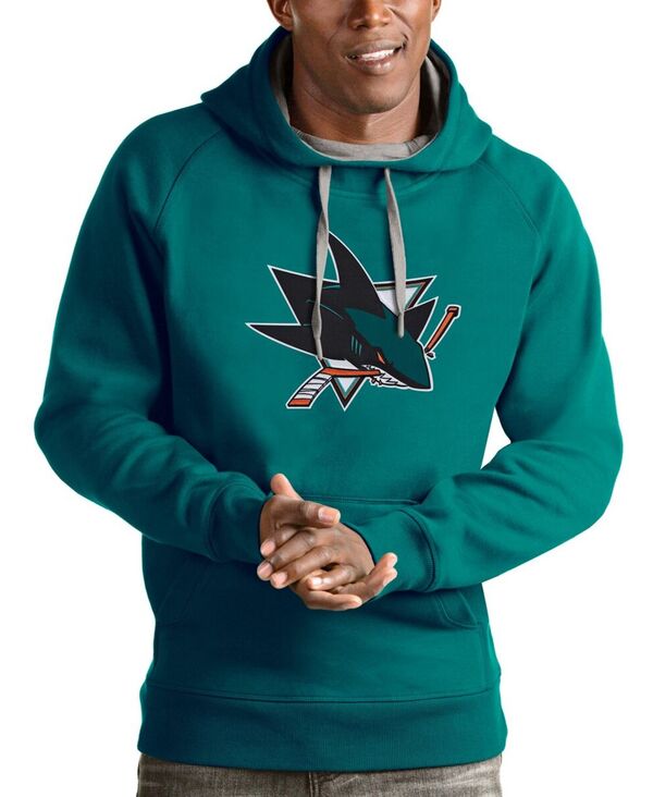 アンティグア メンズ アウター パーカー・スウェット ロゴタイプ Antigua Men\u0027s Teal San Jose Sharks Logo Victory Pullover Hoodie Teal ティール