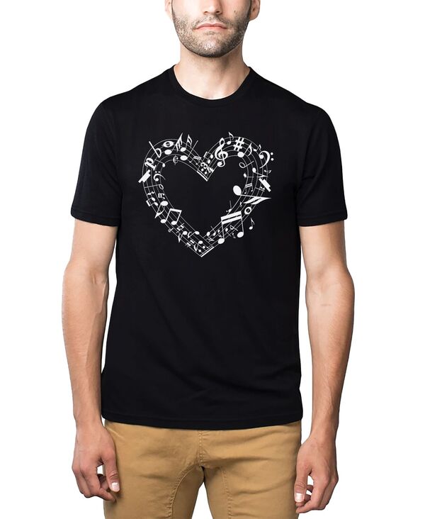 エルエーポップアート メンズ トップス ティーシャツ 綿織物 天使の都市 Pop Art Men\u0027s Music Notes Heart Word Art Cotton/Poly Blend T-Shirt Black 黒いこと