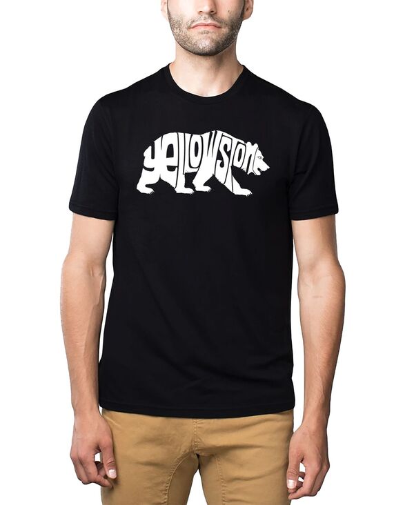 エルエーポップアート メンズ トップス ティーシャツ 綿織物 天使の都市 Pop Art Men\u0027s Yellowstone Bear Word Art Cotton/Poly Blend T-Shirt Black 黒いこと
