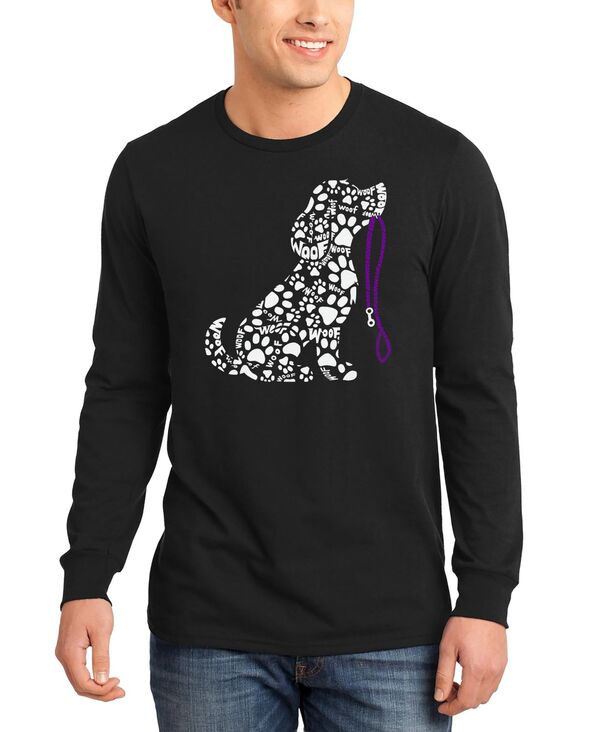 エルエーポップアート メンズ トップス ティーシャツ 長袖 天使の都市 Pop Art Men\u0027s Dog Leash Word Art Long-Sleeve T-Shirt Black 黒いこと