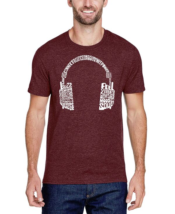 エルエーポップアート メンズ トップス ティーシャツ 綿織物 天使の都市 Pop Art Men\u0027s Headphones Word Art Cotton/Poly Blend T-Shirt Burgundy バーガンディ