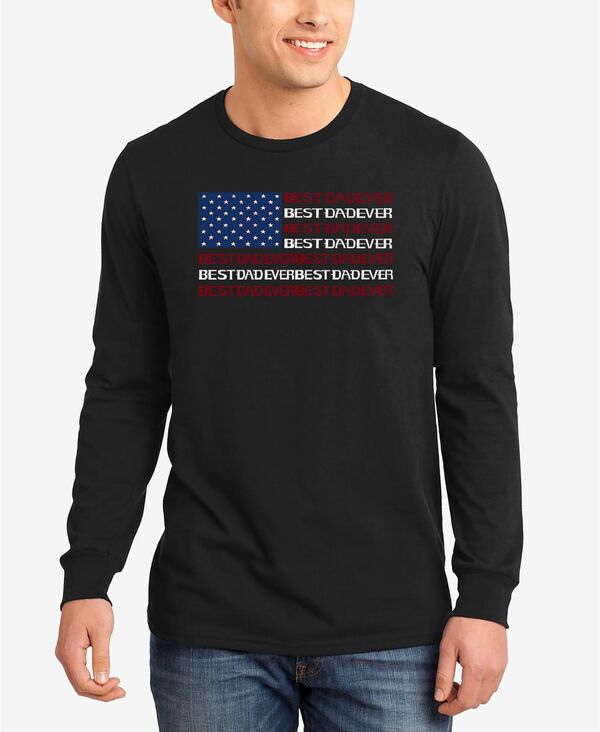 エルエーポップアート メンズ トップス ティーシャツ 長袖 天使の都市 Pop Art Men\u0027s Best Dad Ever American Flag Word Art Long-Sleeve T-Shirt Black 黒いこと