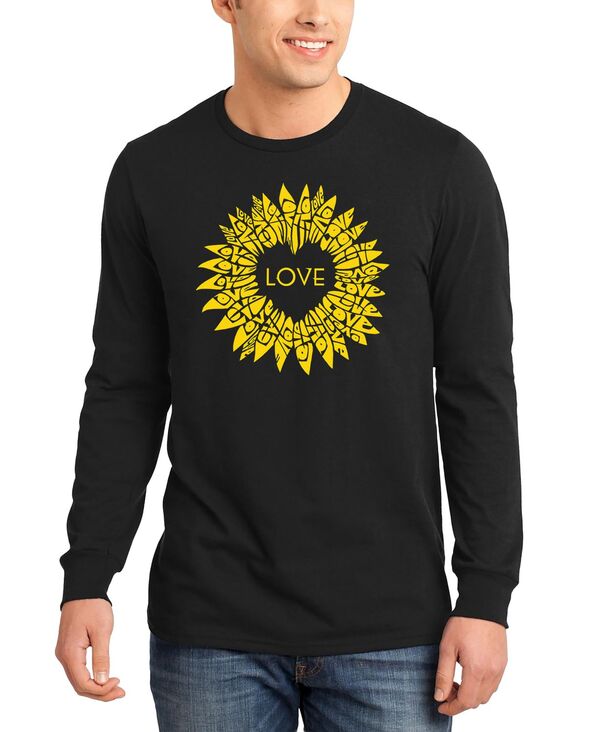 エルエーポップアート メンズ トップス ティーシャツ 長袖 天使の都市 Pop Art Men\u0027s Love Sunflower Word Art Long-Sleeve T-Shirt Black 黒いこと