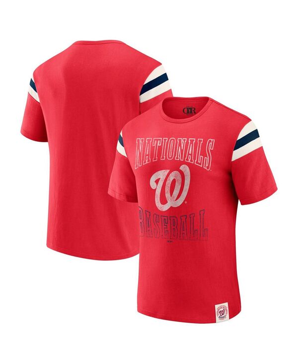 ファナティクス メンズ トップス ティーシャツ Fanatics Men\u0027s Red Washingtonationals Distressed Sleeve Stripe T-Shirt Red 赤いこと