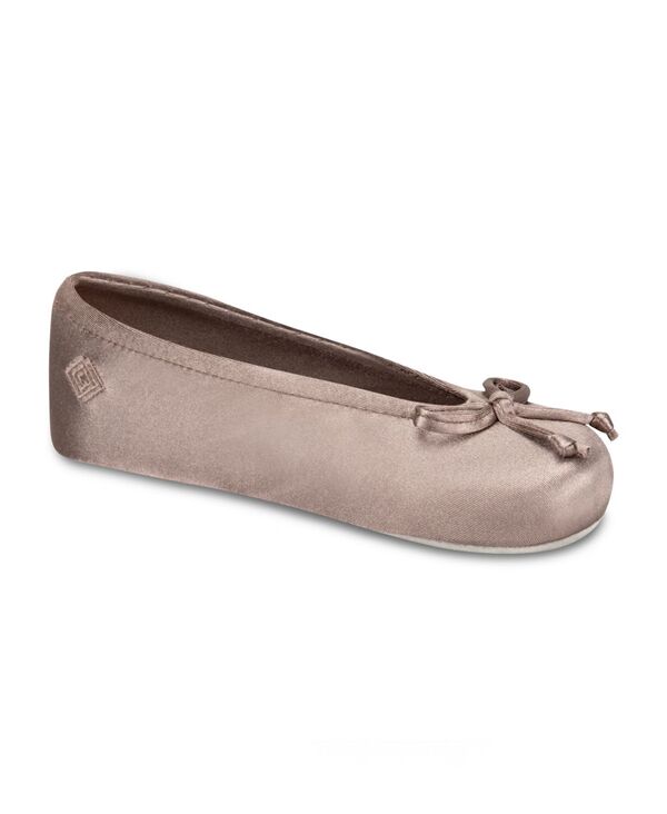 アイソトナー レディース シューズ サンダル 繻子 Isotoner Signature Women\u0027satin Ballerina Slippers with Bow Deep Taupe トープ