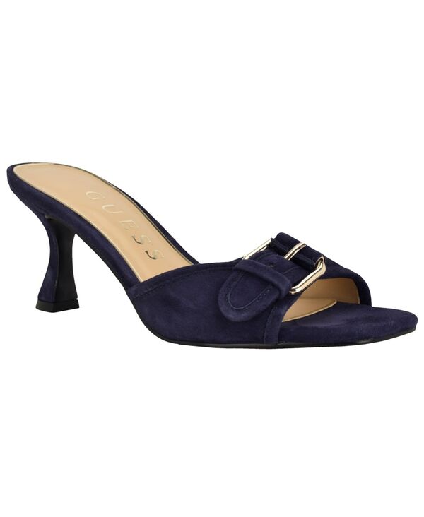 ゲス レディース シューズ サンダル 踵 GUESS Women\u0027s Dista Buckle Kitten Heel Dressandals Navy Suede 米国海軍