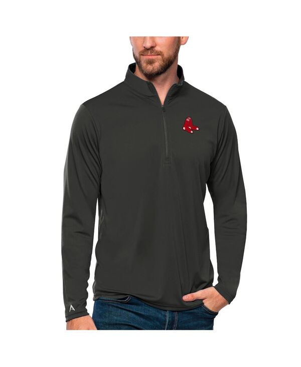 アンティグア メンズ アウター パーカー・スウェット Antigua Men\u0027s Charcoal Boston Red Sox Tribute Quarter-Zipullover Top Charcoal 暗灰色
