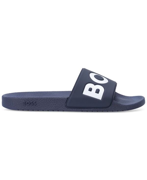 ヒューゴボス メンズ シューズ スリッポン・ローファー サンダル BOSS by Hugo Boss Men's Aryeh Slip-On Slide Sandals Dark Blue ブルー｜ReVida 店