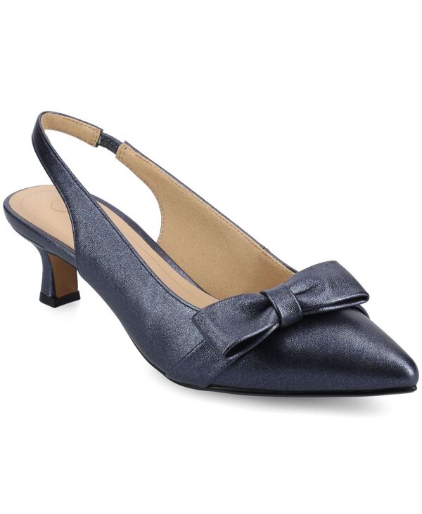 ジュルネ コレクション レディース シューズ パンプス ヒール Journee Collection Women's Paloma Bow Kitten Heel Slingback Pumps Blue/Spark ブルー｜ReVida 店