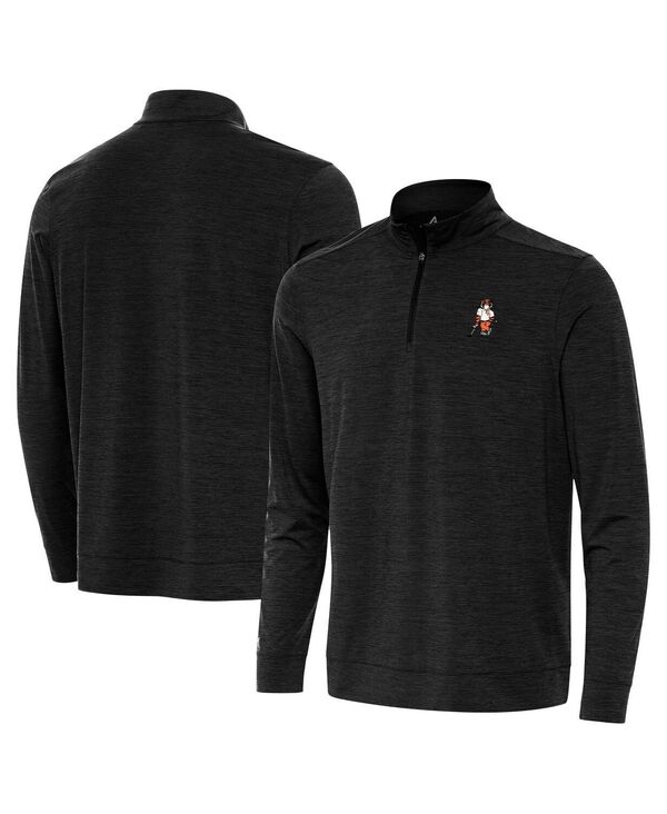 アンティグア メンズ アウター パーカー・スウェット プルオーバー Antigua Men\u0027s Heather Black Clemson Tigers Golfer Bright Quarter-Zip Sweatshirt Heather Black 黒いこと