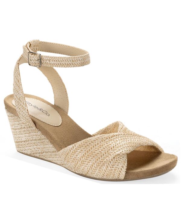 スタイルアンドコー レディース シューズ サンダル Style \u0026 Co Women\u0027s Milliee Round Toe Wedge Sandals Creme