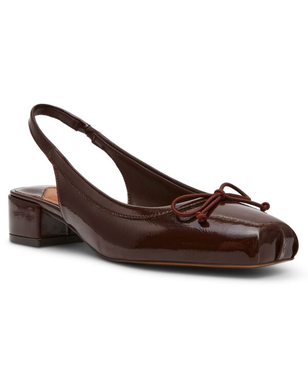 スティーブ マデン レディース シューズ パンプス 踵 Steve Madden Loved Slingback Block-Heel Ballet Pumps Brown Patent 赤銅色