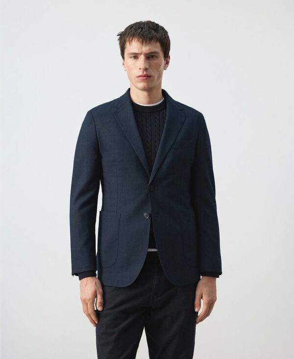 マンゴ メンズ アウター 上衣・上衣 MANGO Men\u0027slim-Fit Pockets Jacket Navy 米国海軍