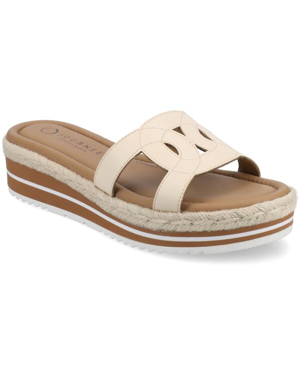 ジュルネ 寄せあわせ レディース シューズ サンダル プラットホーム Journee Collection Women\u0027s Rosalinda Platform Espadrille Flat Sandals Bone