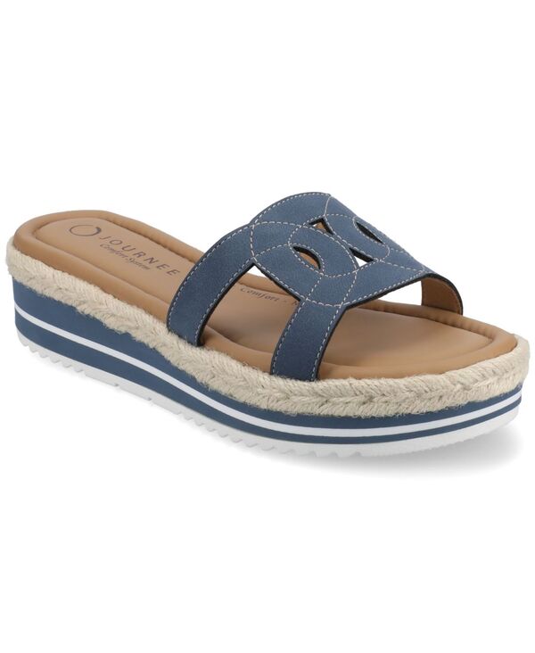 ジュルネ 寄せあわせ レディース シューズ サンダル プラットホーム Journee Collection Women\u0027s Rosalinda Platform Espadrille Flat Sandals Denim ジーンズ