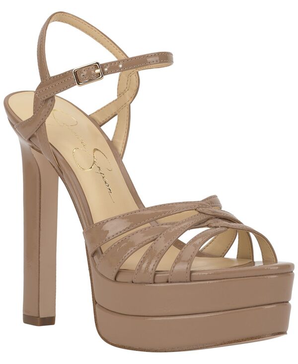 ジェシカシンプソン レディース シューズ サンダル プラットホーム 踵 Jessica Simpson Women\u0027s Itzari Strappy High-Heel Platform Sandals Chai Latte Patent