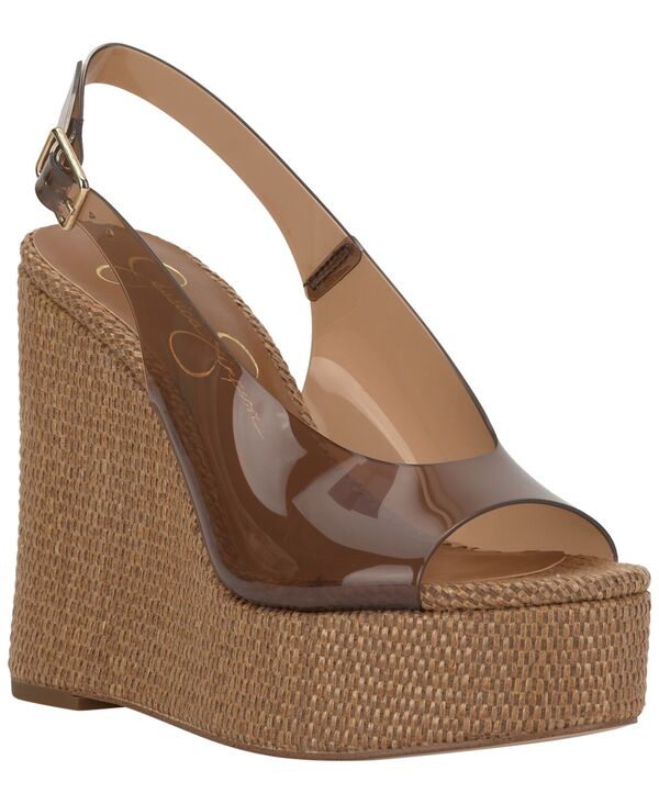 ジェシカシンプソン レディース シューズ サンダル プラットホーム Jessica Simpson Women\u0027s Kaliese Slingback Peep-Toe Platform Wedge Sandals Tuscan Tan Vinyl タン