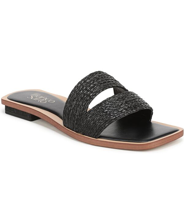 フランコサルト レディース シューズ サンダル Franco Sarto Women\u0027s Emilana Open Toe Slide Sandals Black Faux Raffia 黒いこと