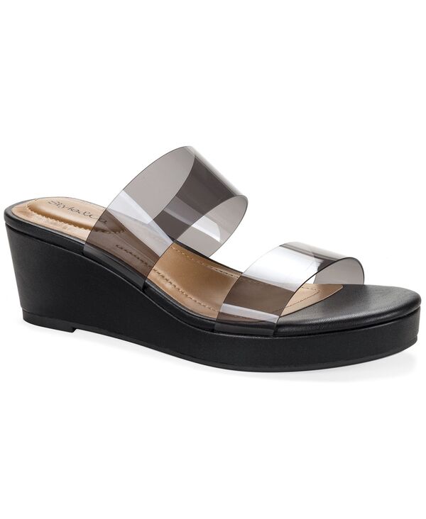 スタイルアンドコー レディース シューズ サンダル Style \u0026 Co Women\u0027s Veronicaa Vinyl Wedge Sandals Black Beauty 黒いこと