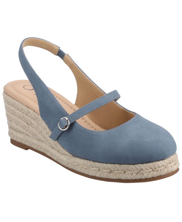 ジュルネ 寄せあわせ レディース シューズ サンダル Journee Collection Journee Women\u0027s Asmyna Slingback Mary Janespadrille Wedges Denim ジーンズ
