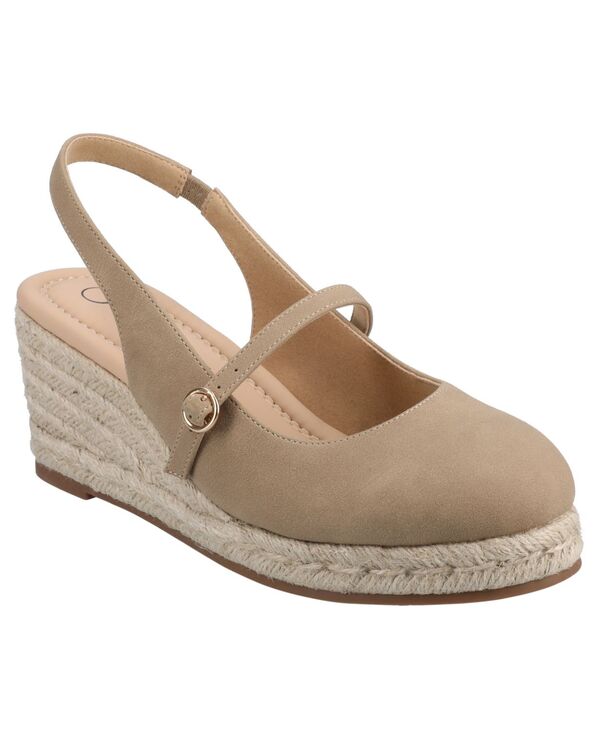 ジュルネ 寄せあわせ レディース シューズ サンダル Journee Collection Journee Women\u0027s Asmyna Slingback Mary Janespadrille Wedgesand 砂子
