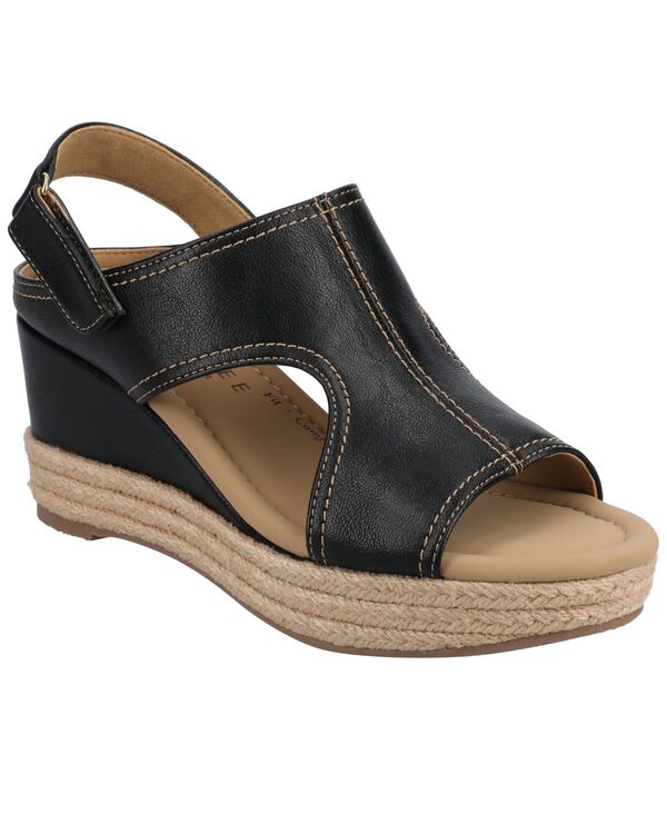 ジュルネ 寄せあわせ レディース シューズ サンダル Journee Collection Women\u0027s Rayleigh Espadrille Wedge Sandals Black 黒いこと