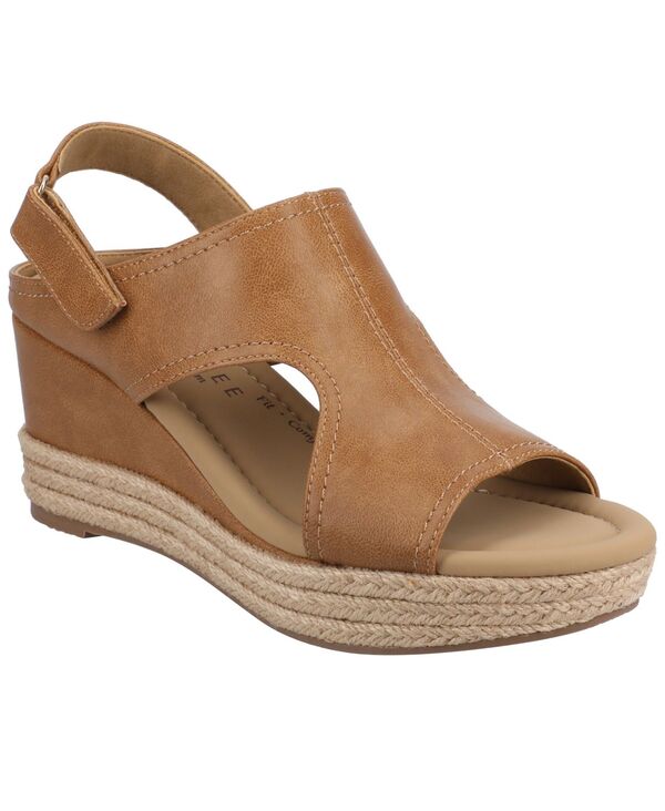ジュルネ 寄せあわせ レディース シューズ サンダル Journee Collection Women\u0027s Rayleigh Espadrille Wedge Sandals Cognac