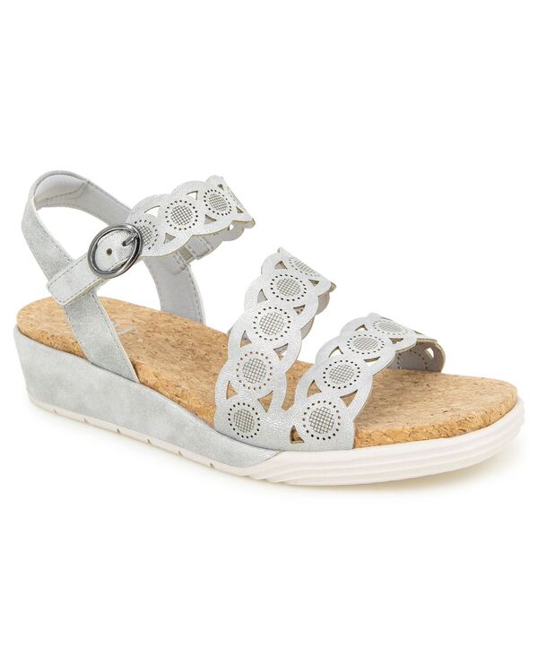ジャイビーユー レディース シューズ サンダル JBU Women\u0027s Winona Casual Wedge Sandalsilver Shimmer しろがね色