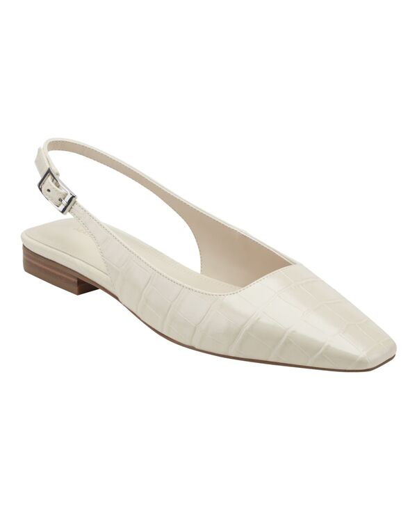 マークフィッシャー レディース シューズ パンプス Marc Fisher Women\u0027s Gelli Square Toe Slingback Dress Flats Light Natural Croco