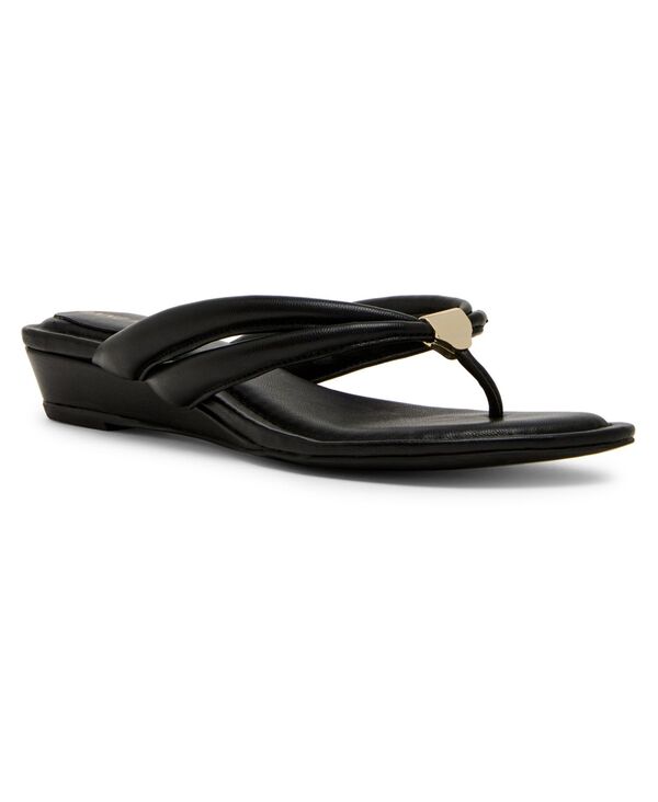 アンクライン レディース シューズ サンダル Anne Klein Women\u0027s Bari Thong Demi Wedge Sandals Black 黒いこと