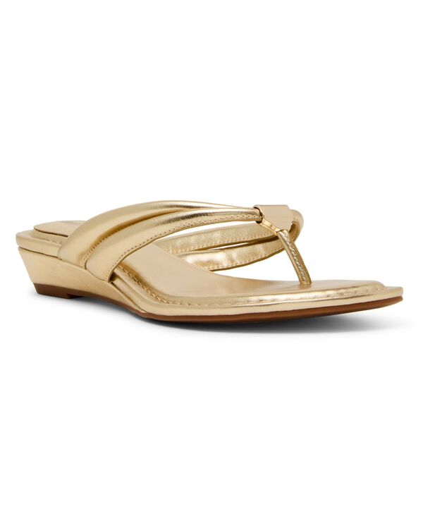 アンクライン レディース シューズ サンダル Anne Klein Women\u0027s Bari Thong Demi Wedge Sandals Gold ゴールド