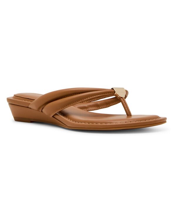 アンクライン レディース シューズ サンダル Anne Klein Women\u0027s Bari Thong Demi Wedge Sandals Tan タン