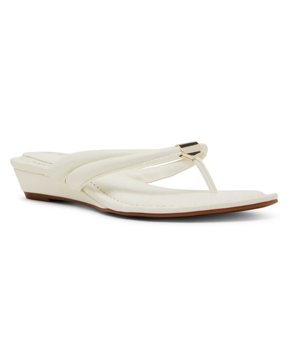 アンクライン レディース シューズ サンダル Anne Klein Women\u0027s Bari Thong Demi Wedge Sandals White 白いこと