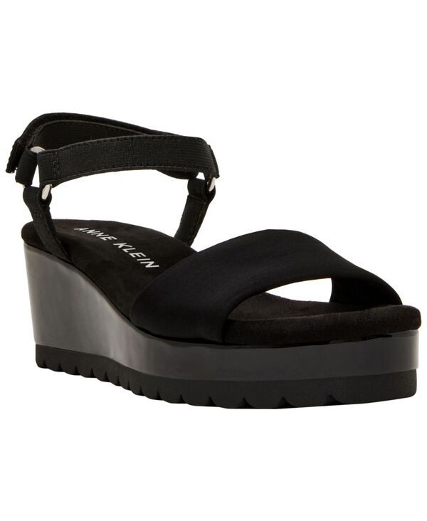 アンクライン レディース シューズ サンダル プラットホーム Anne Klein Women\u0027s Natasia Platform Wedge Sandals Black Stretch 黒いこと