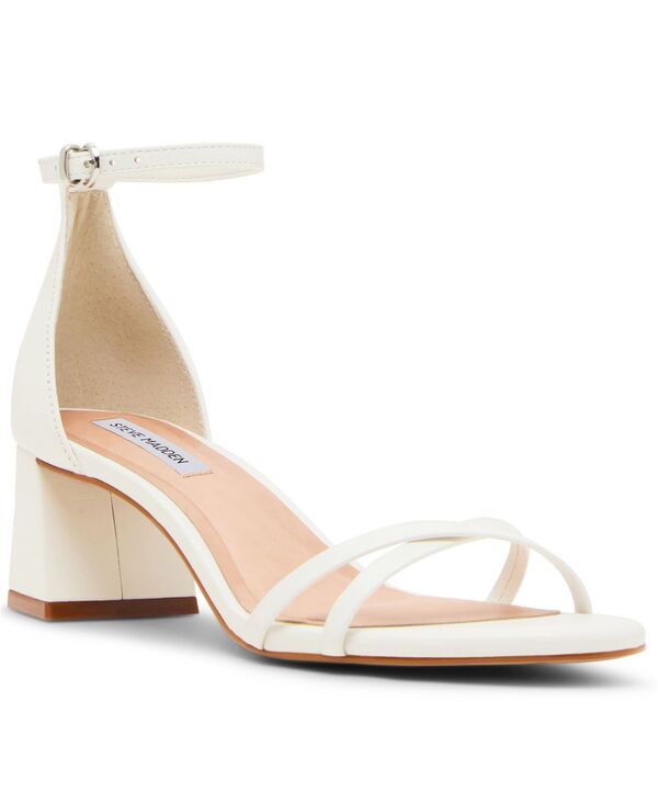 スティーブ マデン レディース シューズ サンダル 踵 Steve Madden Women\u0027s Rae Strappy Block-Heel Sandals White Leather 白いこと