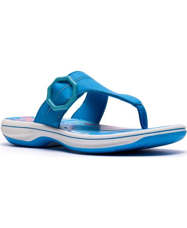 クラークス レディース シューズ サンダル Clarks Women\u0027s Breeze Cove Flip Flop Flats Bright Blue 青碧
