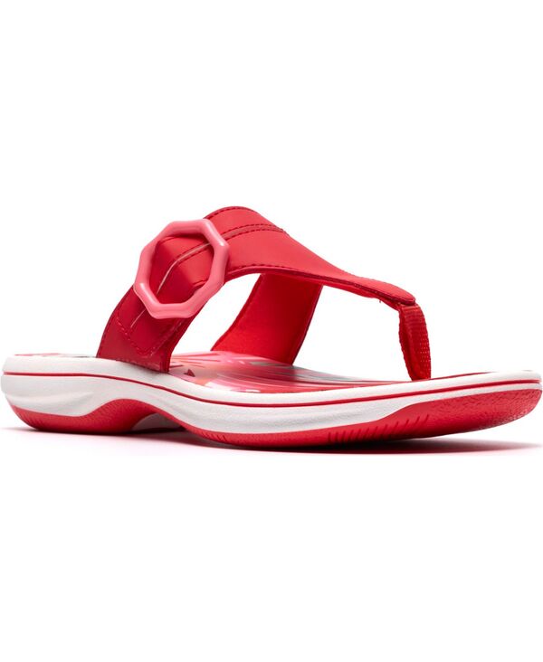クラークス レディース シューズ サンダル Clarks Women\u0027s Breeze Cove Flip Flop Flats Poppy Red 赤いこと