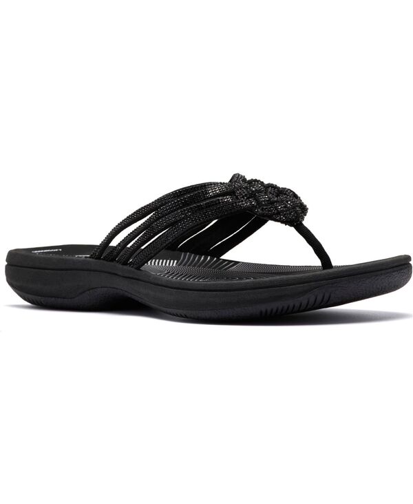 クラークス レディース シューズ サンダル Clarks Women\u0027s Breeze Gem Flip Flop Flats Black Textile 黒いこと