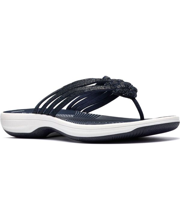 クラークス レディース シューズ サンダル Clarks Women\u0027s Breeze Gem Flip Flop Flats Navy Textile 米国海軍