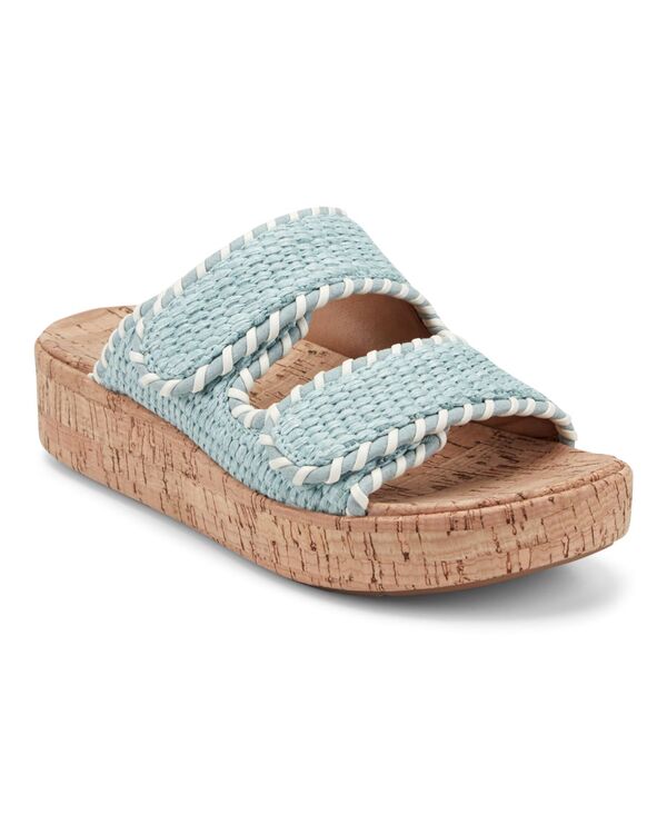 地びた レディース シューズ サンダル プラットホーム 刷り上げる Earth Women\u0027sprinti Platform Wedge Footbed Sandals Light Blue 青碧