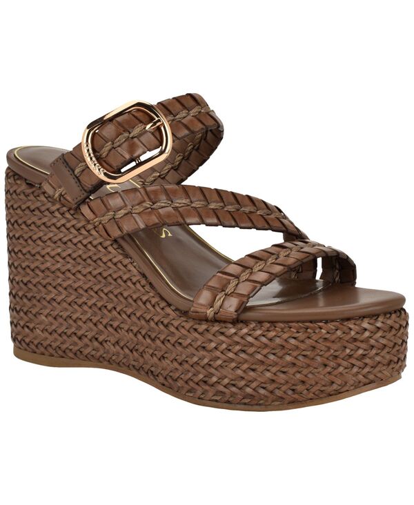 ゲス レディース シューズ サンダル プラットホーム GUESS Women\u0027s Evana Woven Platform Wedge Sandal Dark Brown 赤銅色