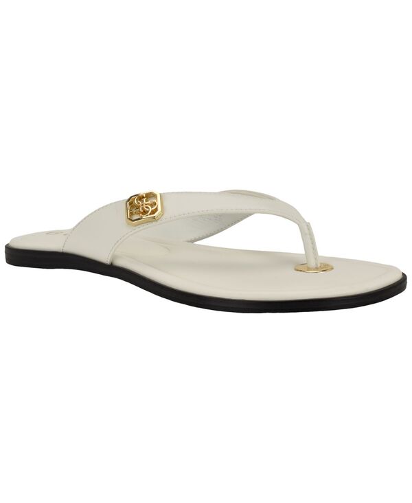 ゲス レディース シューズ スリッポン・ローファー サンダル GUESS Women\u0027s Lexing Ornamented Thong Slip-On Sandals White 白いこと