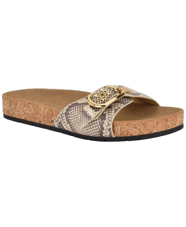 ゲス レディース シューズ サンダル GUESS Women\u0027s Locela Ornamented Flat Cork Footbed Sandals Light Natural Snake