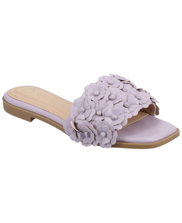 ジュルネ 寄せあわせ レディース シューズ サンダル 御花柄 御花 Journee Collection Women\u0027s Azalea Floral Slide Flat Sandals Lilac 紫はしどい