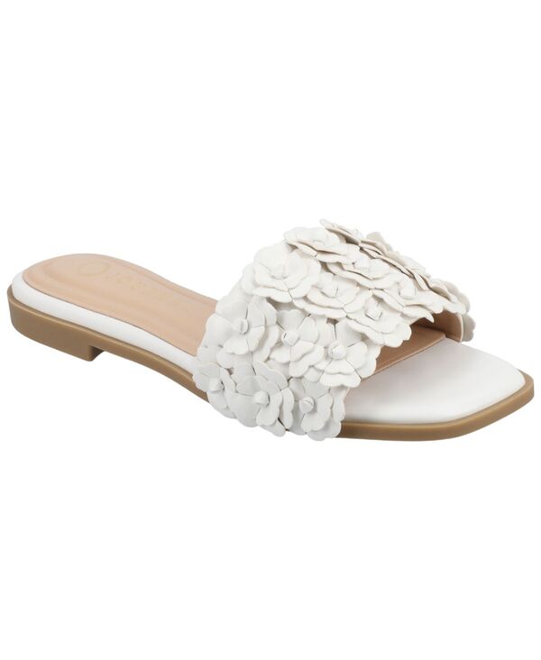 ジュルネ 寄せあわせ レディース シューズ サンダル 御花柄 御花 Journee Collection Women\u0027s Azalea Floral Slide Flat Sandals White 白いこと